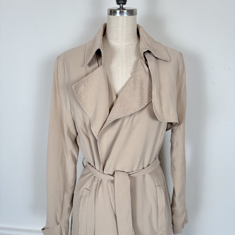 Banana Republic Women's Trench Coat Size S Beige Lightweight Belted - Picture 5 of 11